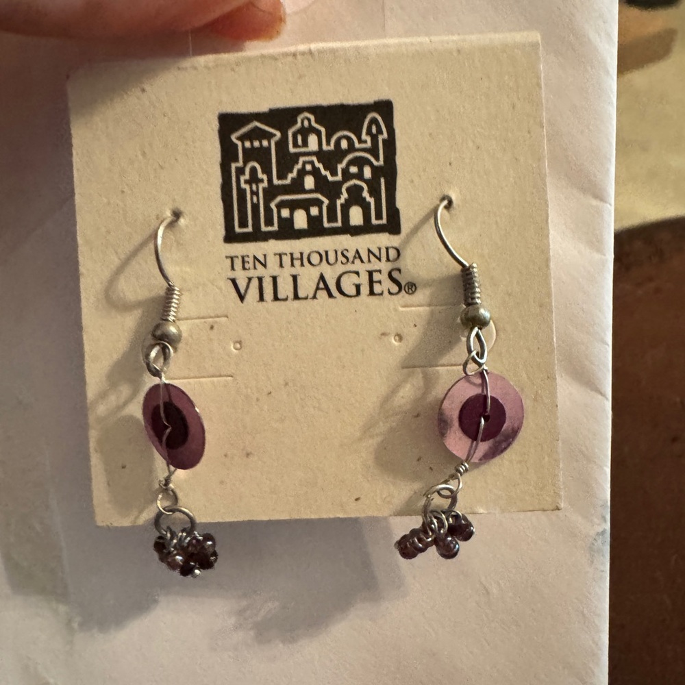 Ten Thousand Villages Purple Earrings